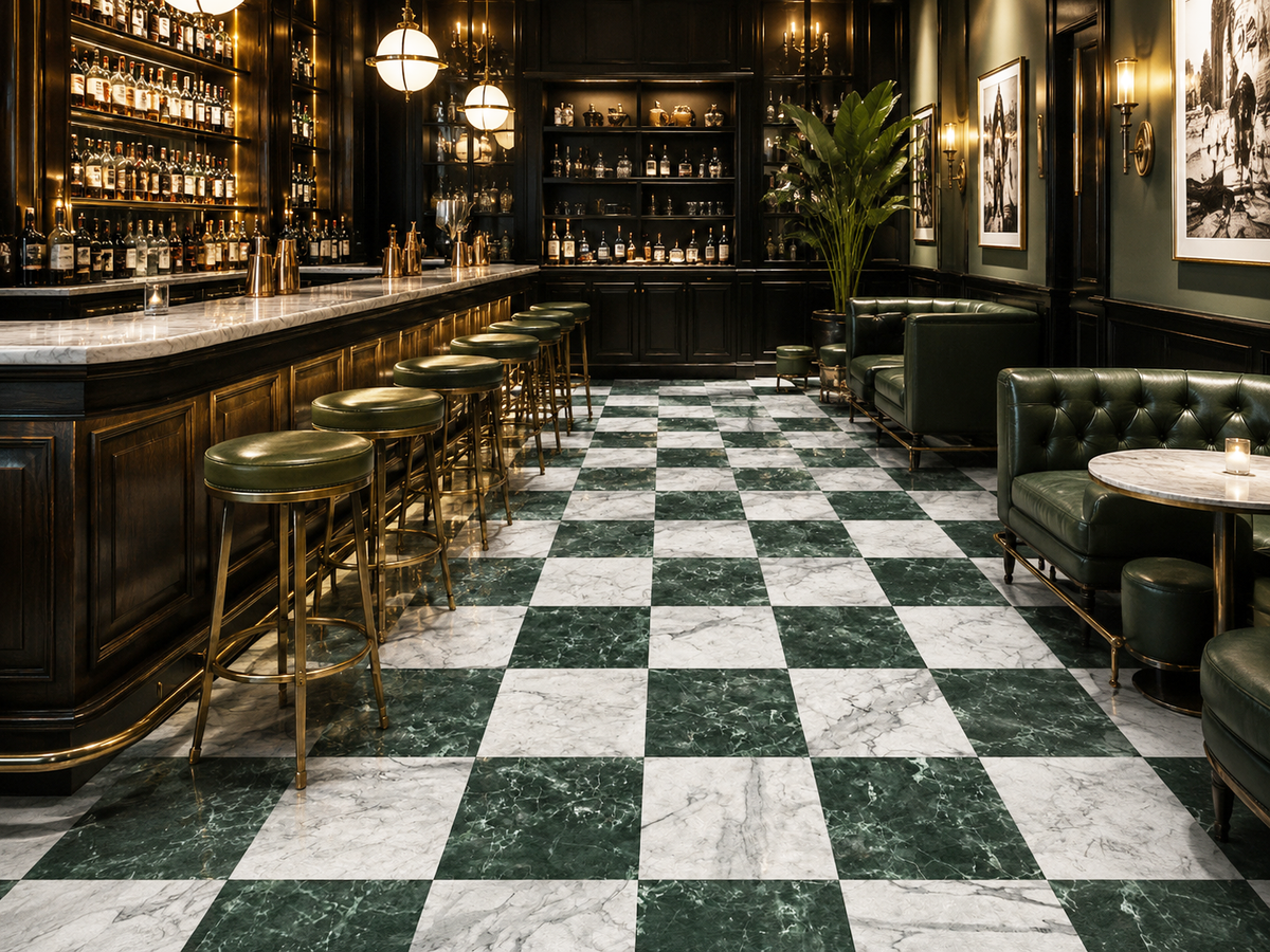 Emerald Green Marble Hidden Interlocking Vinyl Floor Tile