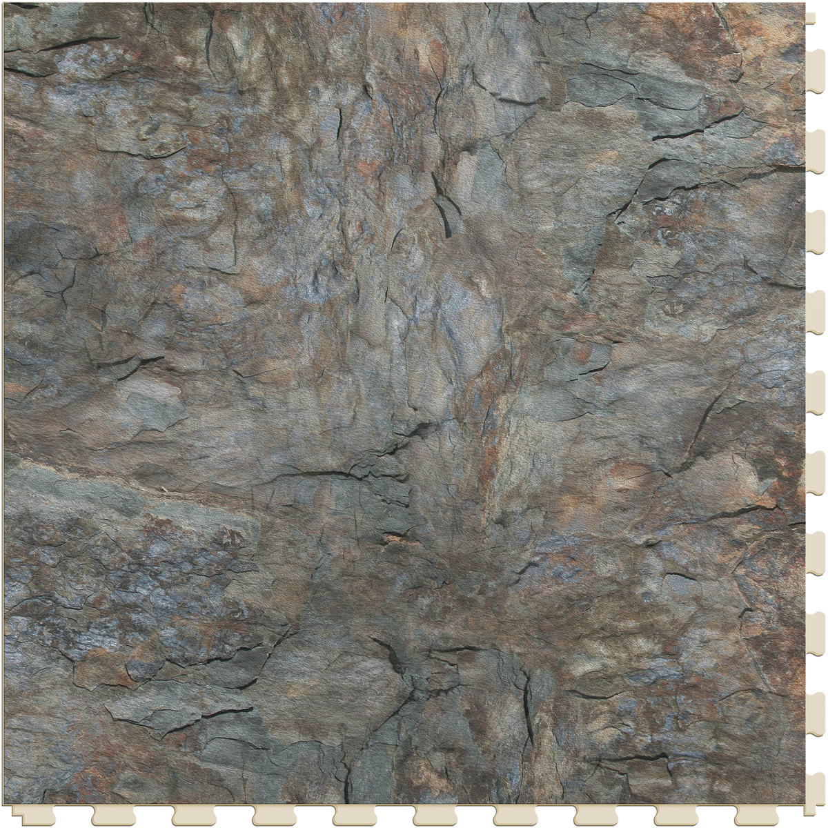 Cheyenne Shale stone-look hidden interlocking vinyl floor tile