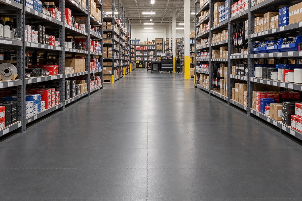 Black Commercial Interlocking Vinyl Floor Tile