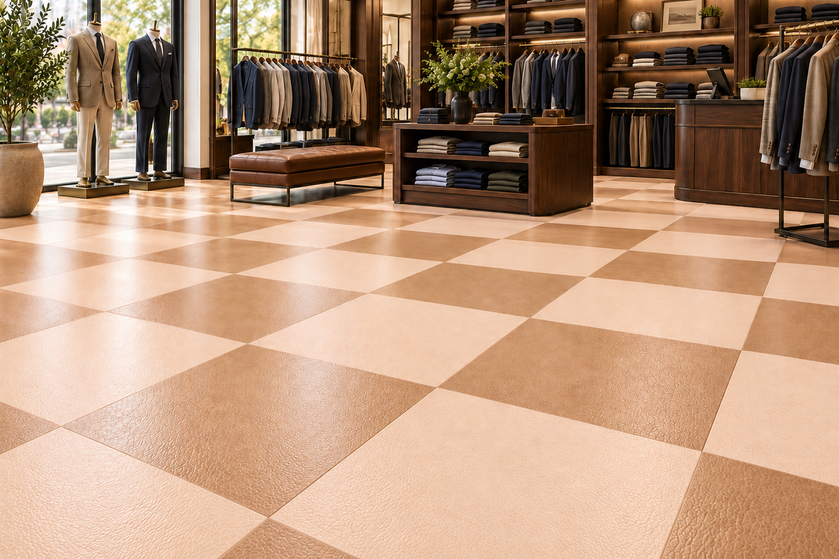 Camel Leather Hidden Interlocking Floor Tile