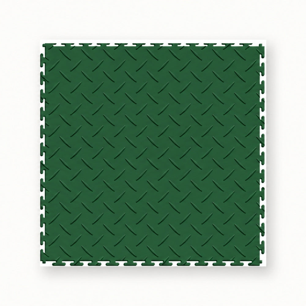 Green Diamond Plate Interlocking Vinyl Floor Tile