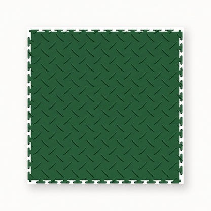 Green Diamond Plate Interlocking Vinyl Floor Tile