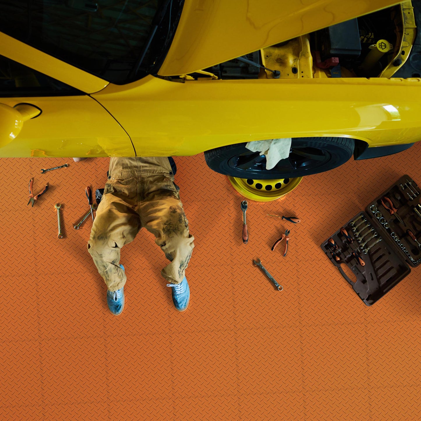 Orange Diamond Plate Tile Case