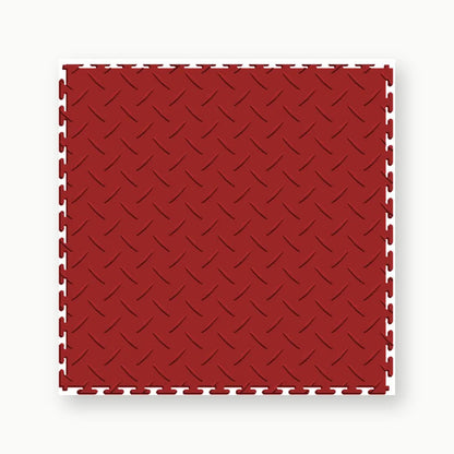 Red Diamond Plate Interlocking Vinyl Floor Tile