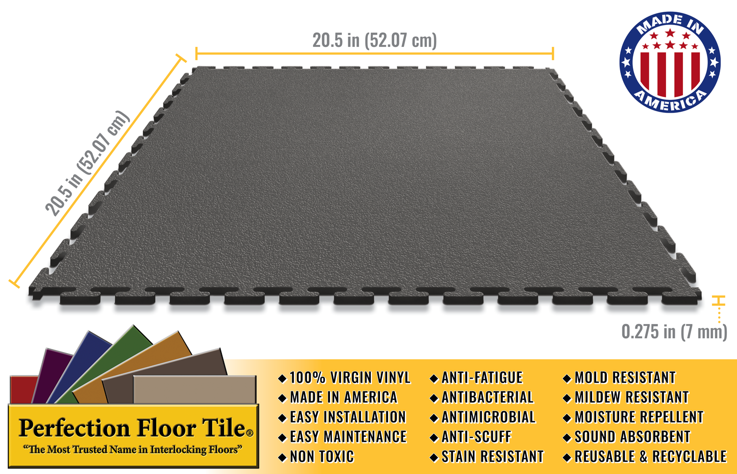 18 Dark Gray Industrial 7mm SMOOTH Tile Cases (Batch 01250822)