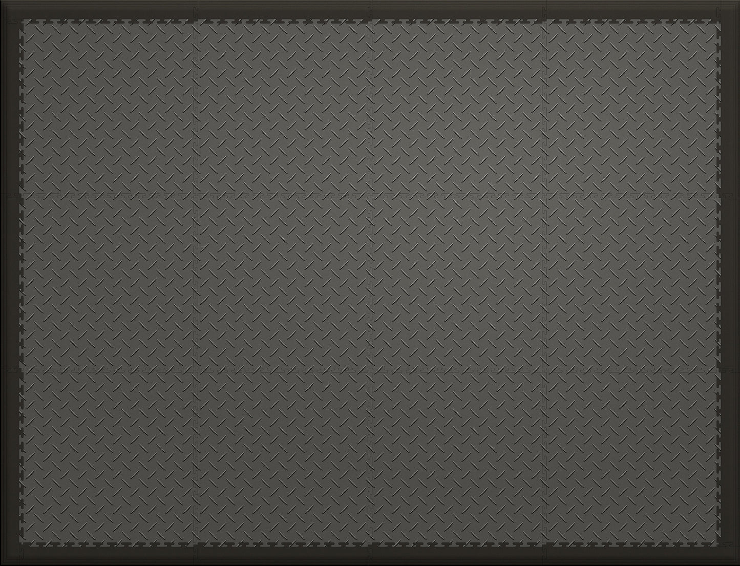 Small Gym & Floor Mat 3x4 (12 Tiles 39.88 Sq. Ft.) - Gray Diamond Plate / Black Edges (Main Product View)