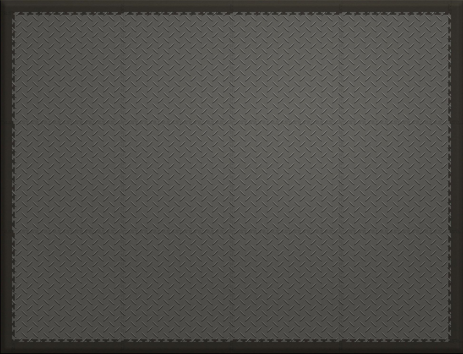 Small Gym & Floor Mat 3x4 (12 Tiles 39.88 Sq. Ft.) - Gray Diamond Plate / Black Edges (Main Product View)