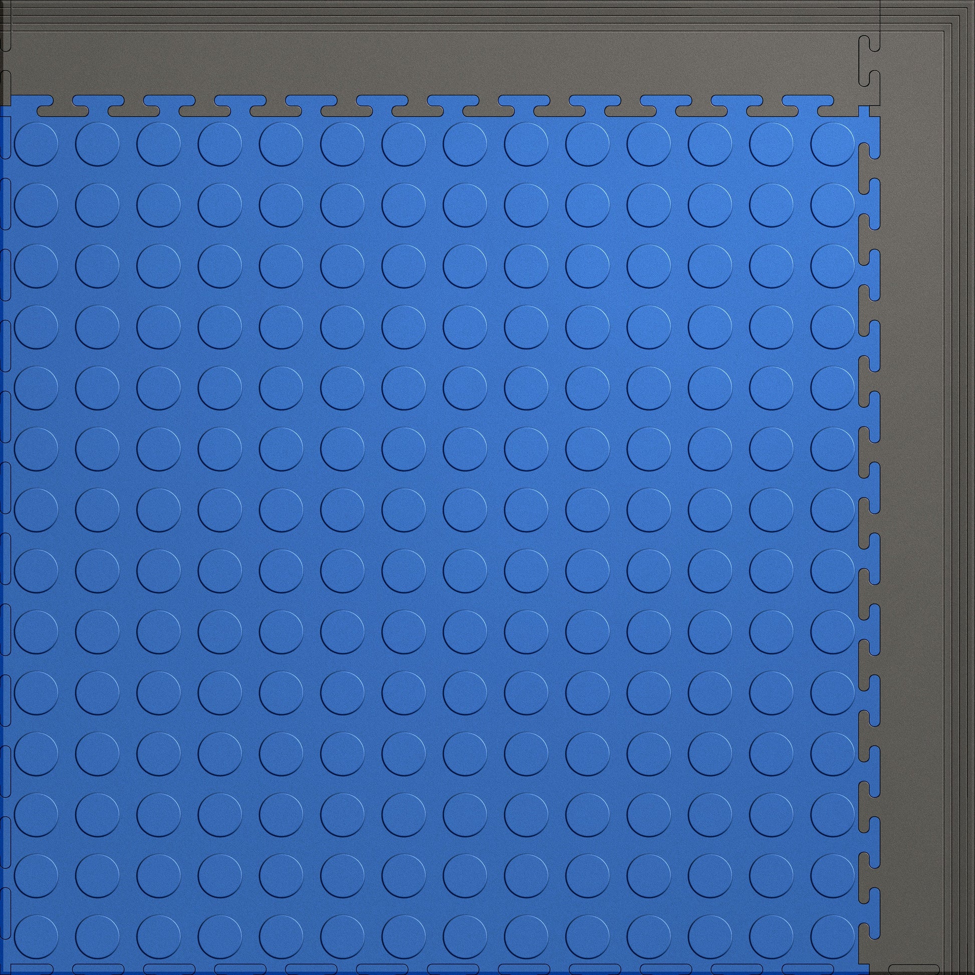 Small Color Coin Gym & Floor Mat 3x4 (12 Tiles 39.88 Sq. Ft.) - Blue Coin / Gray Edges (Detail Image 5)
