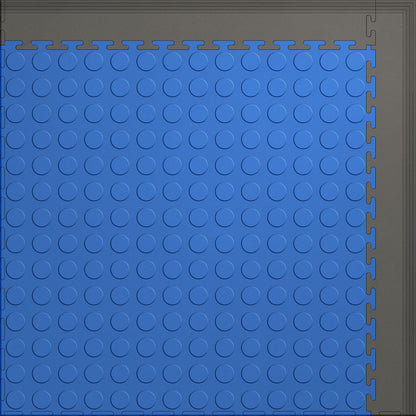 Small Color Coin Gym & Floor Mat 3x4 (12 Tiles 39.88 Sq. Ft.) - Blue Coin / Gray Edges (Detail Image 5)