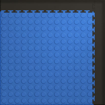 Small Color Coin Gym & Floor Mat 3x4 (12 Tiles 39.88 Sq. Ft.) - Blue Coin / Black Edges (Detail Image 4)