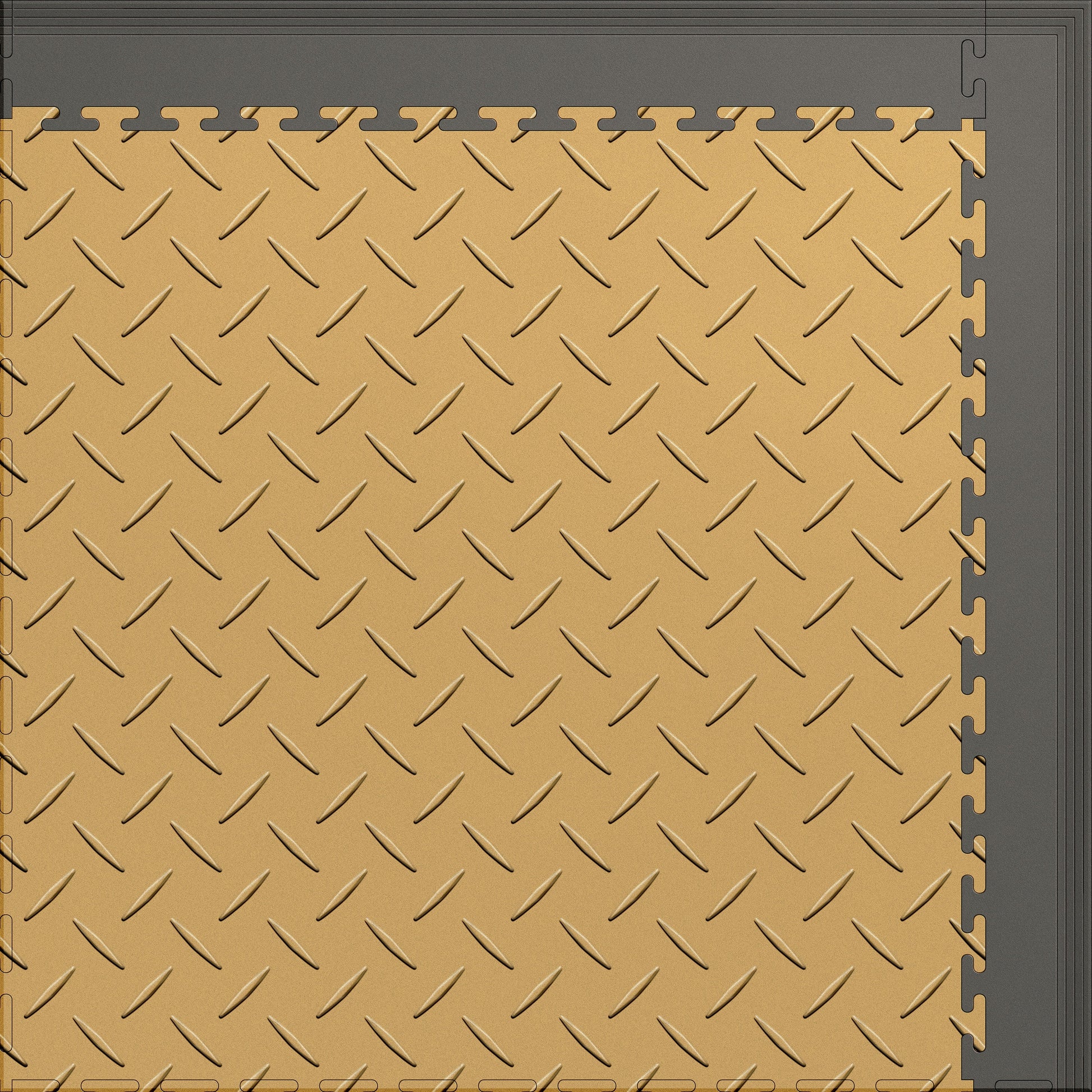 Large Color Diamond Plate Gym & Floor Mat 5x4 (20 Tiles 64.65 Sq. Ft.) - Beige Diamond Plate / Gray Edges (Detail Image 3)