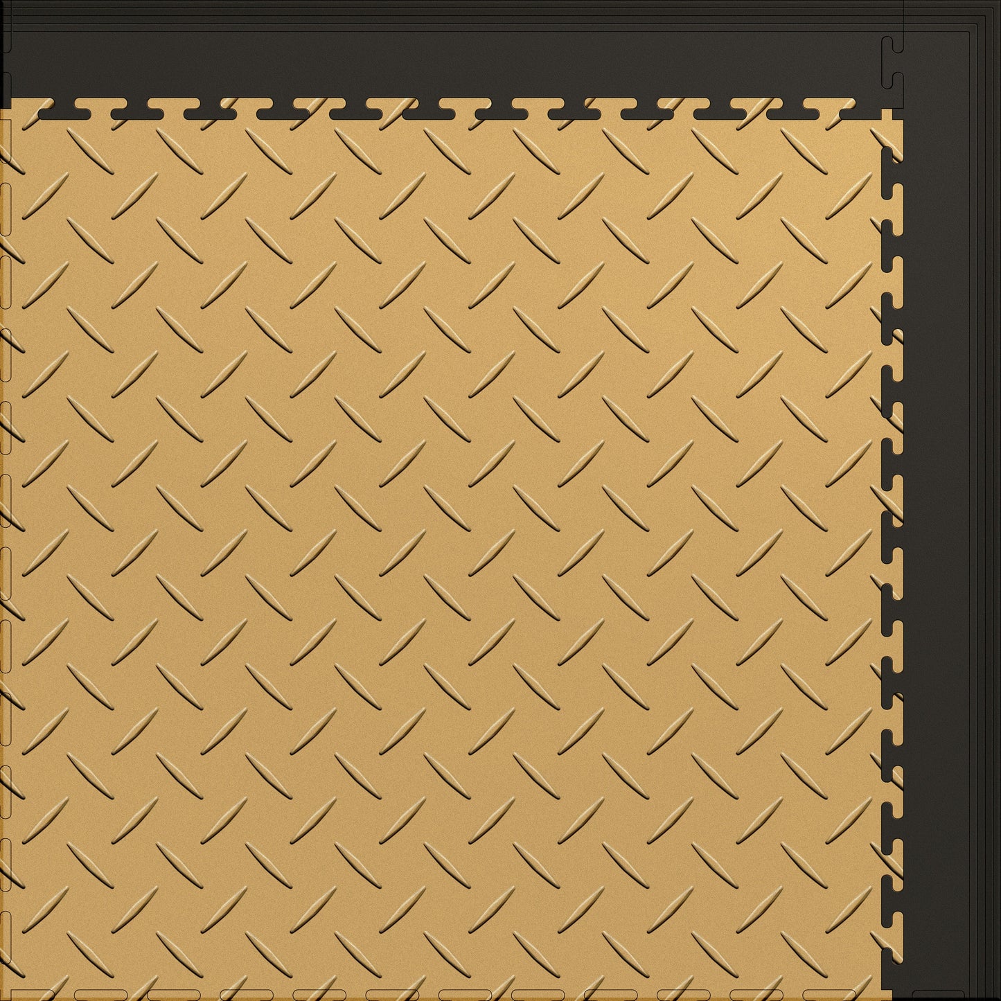 Large Color Diamond Plate Gym & Floor Mat 5x4 (20 Tiles 64.65 Sq. Ft.) - Beige Diamond Plate / Black Edges (Detail Image 2)