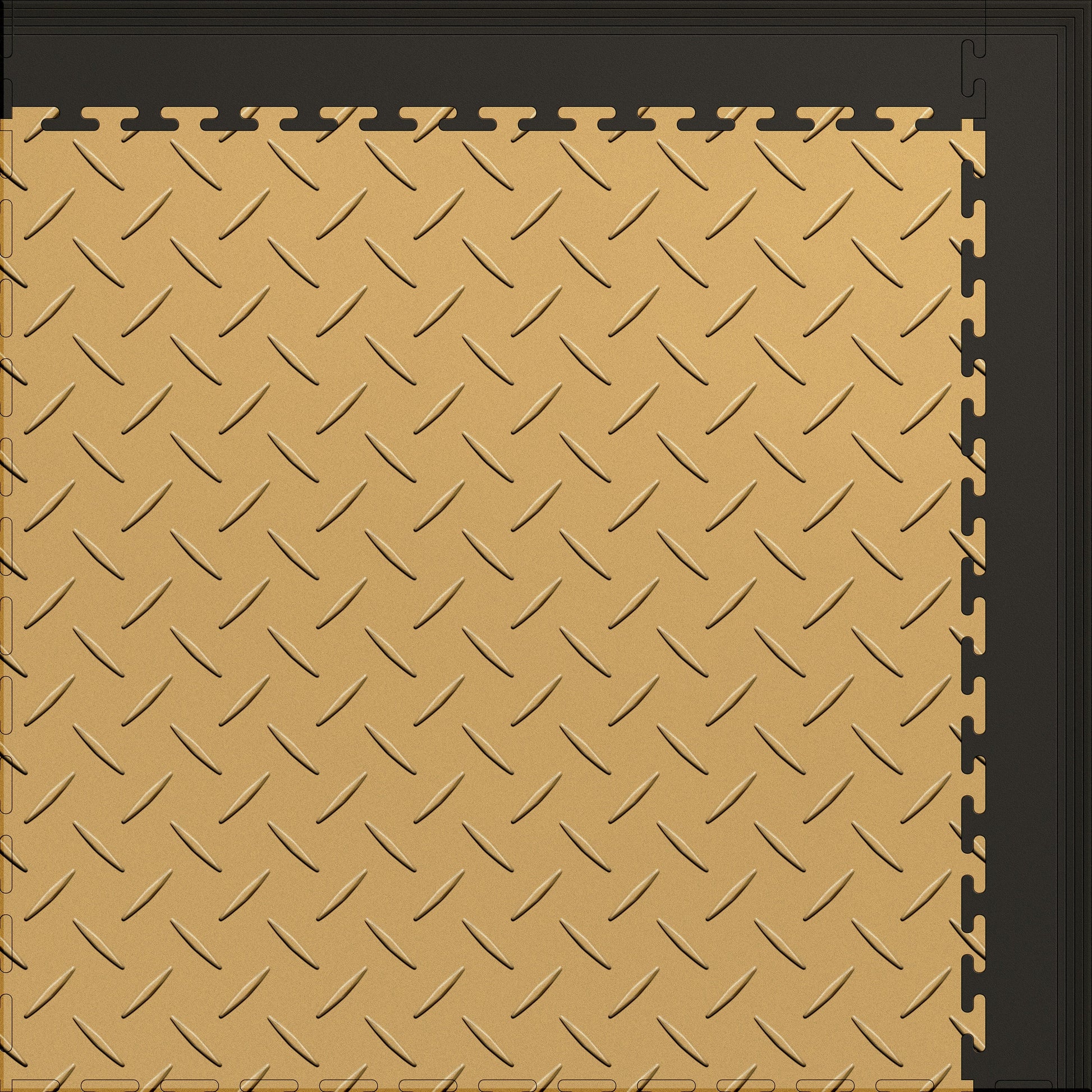 Large Color Diamond Plate Gym & Floor Mat 5x4 (20 Tiles 64.65 Sq. Ft.) - Beige Diamond Plate / Black Edges (Detail Image 2)