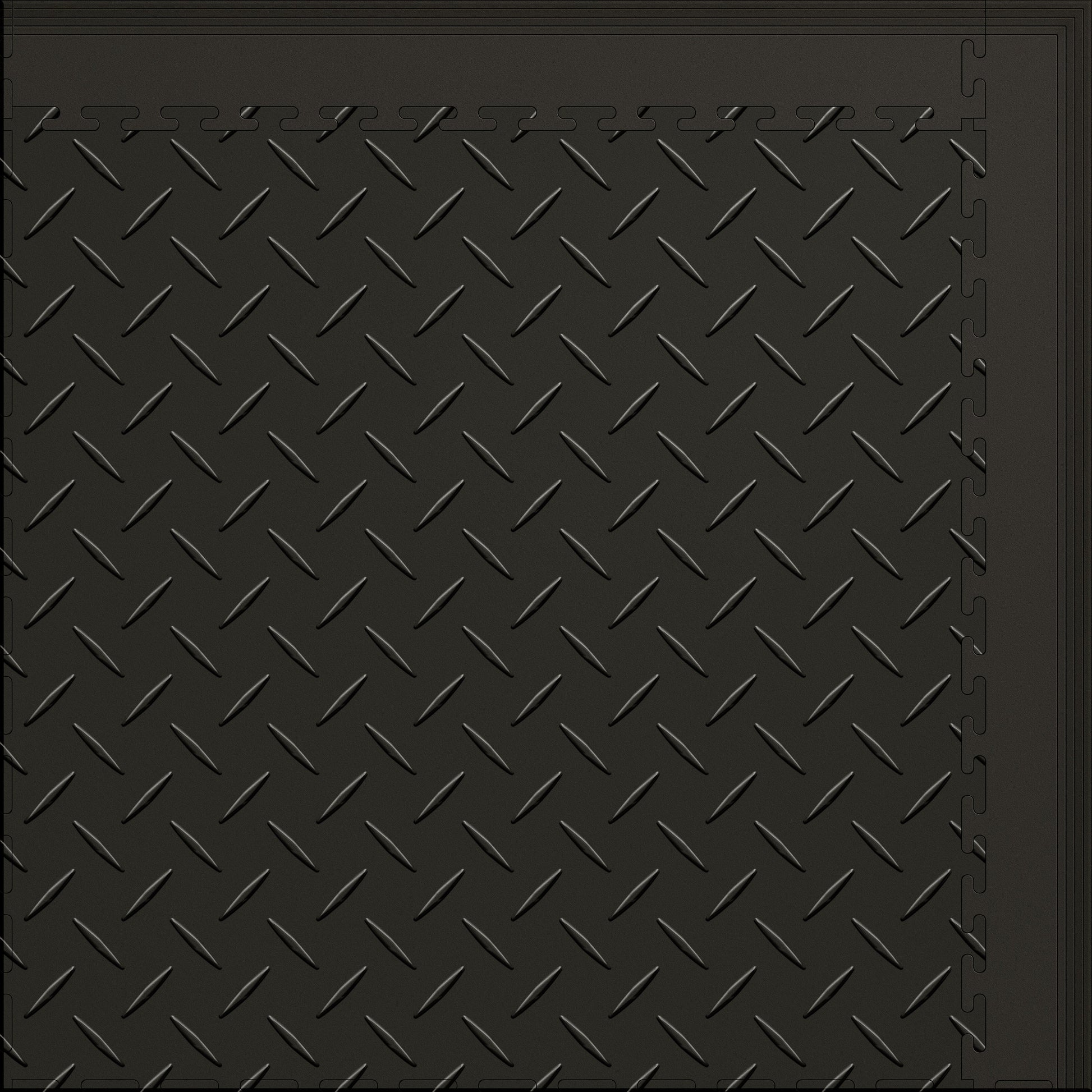 Small Gym & Floor Mat 3x4 (12 Tiles 39.88 Sq. Ft.) - Black Diamond Plate / Black Edges (Detail Image 10)