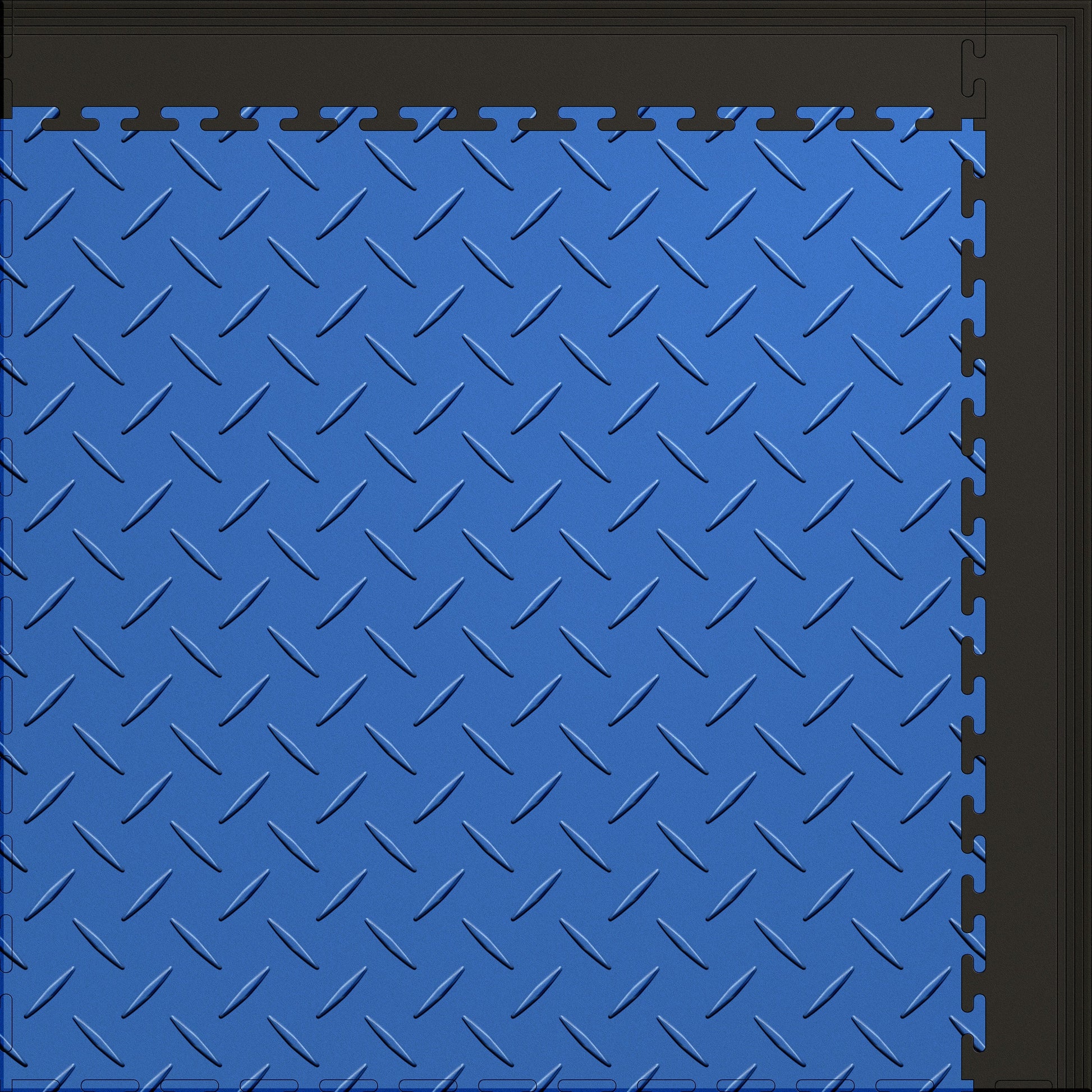 Large Color Diamond Plate Gym & Floor Mat 5x4 (20 Tiles 64.65 Sq. Ft.) - Blue Diamond Plate / Black Edges (Main Product View)