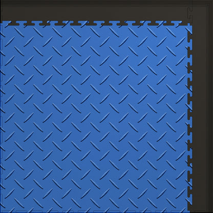 Large Color Diamond Plate Gym & Floor Mat 5x4 (20 Tiles 64.65 Sq. Ft.) - Blue Diamond Plate / Black Edges (Main Product View)