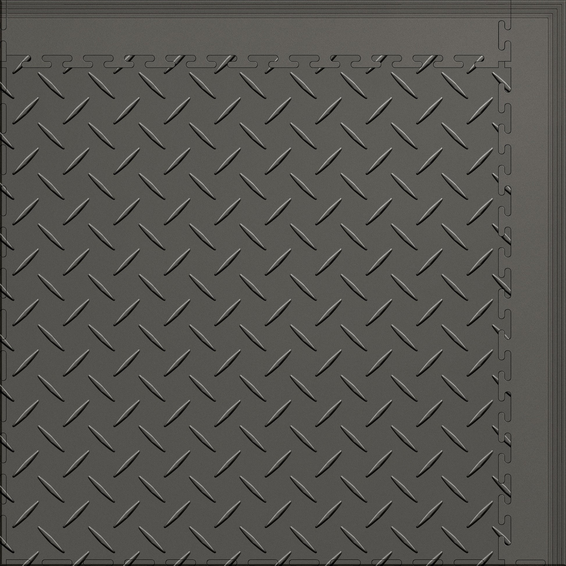 Small Gym & Floor Mat 3x4 (12 Tiles 39.88 Sq. Ft.) - Gray Diamond Plate / Gray Edges (Detail Image 9)