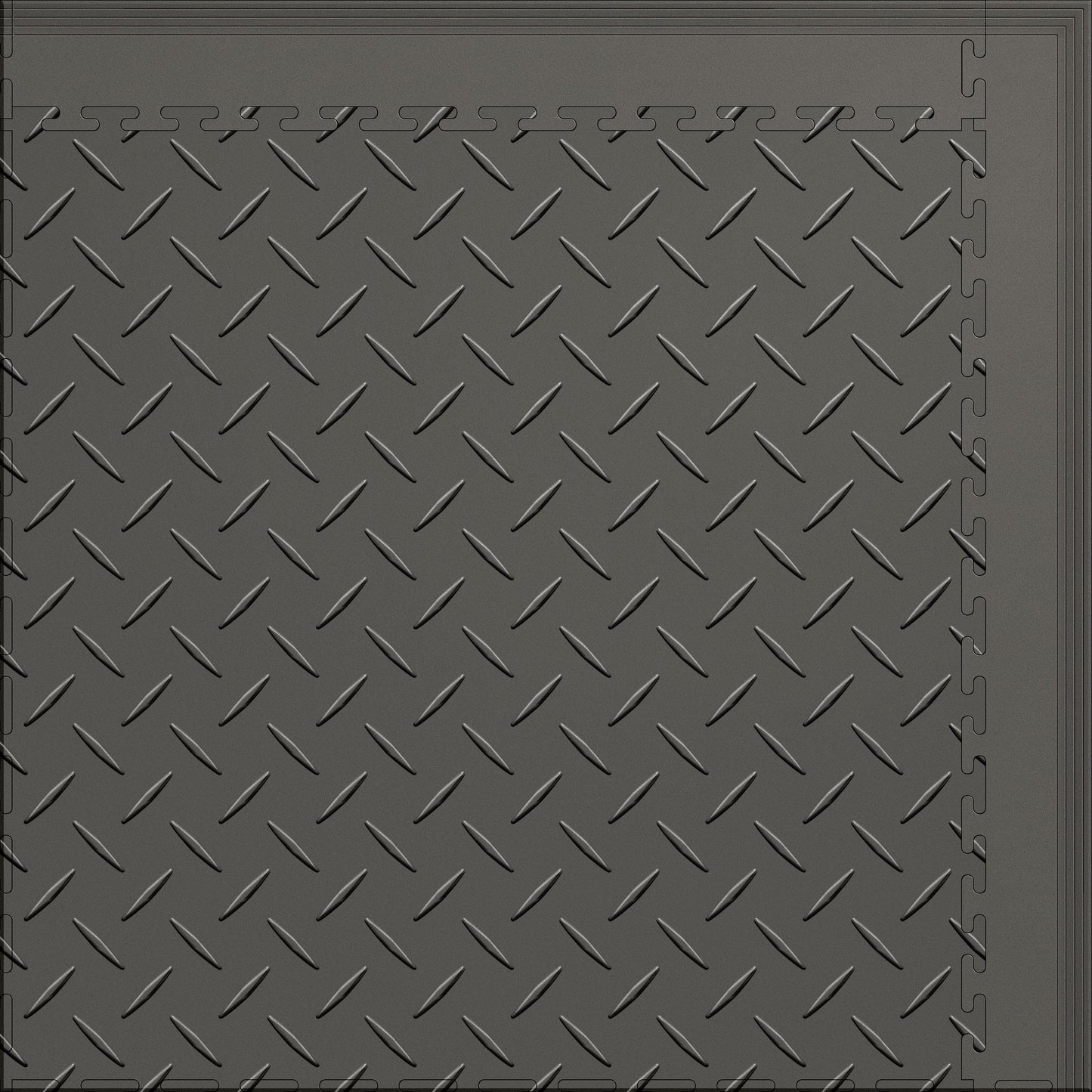 Large Gym & Floor Mat 5x4 (20 Tiles 64.65 Sq. Ft.) - Gray Diamond Plate / Gray Edges (Detail Image 9)
