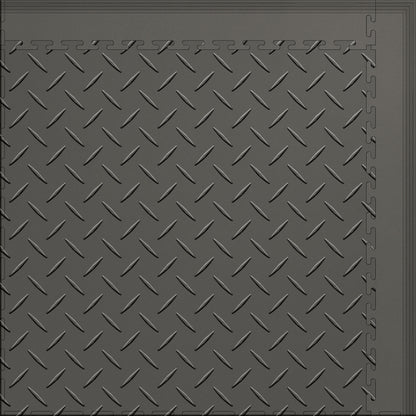 Large Gym & Floor Mat 5x4 (20 Tiles 64.65 Sq. Ft.) - Gray Diamond Plate / Gray Edges (Detail Image 9)