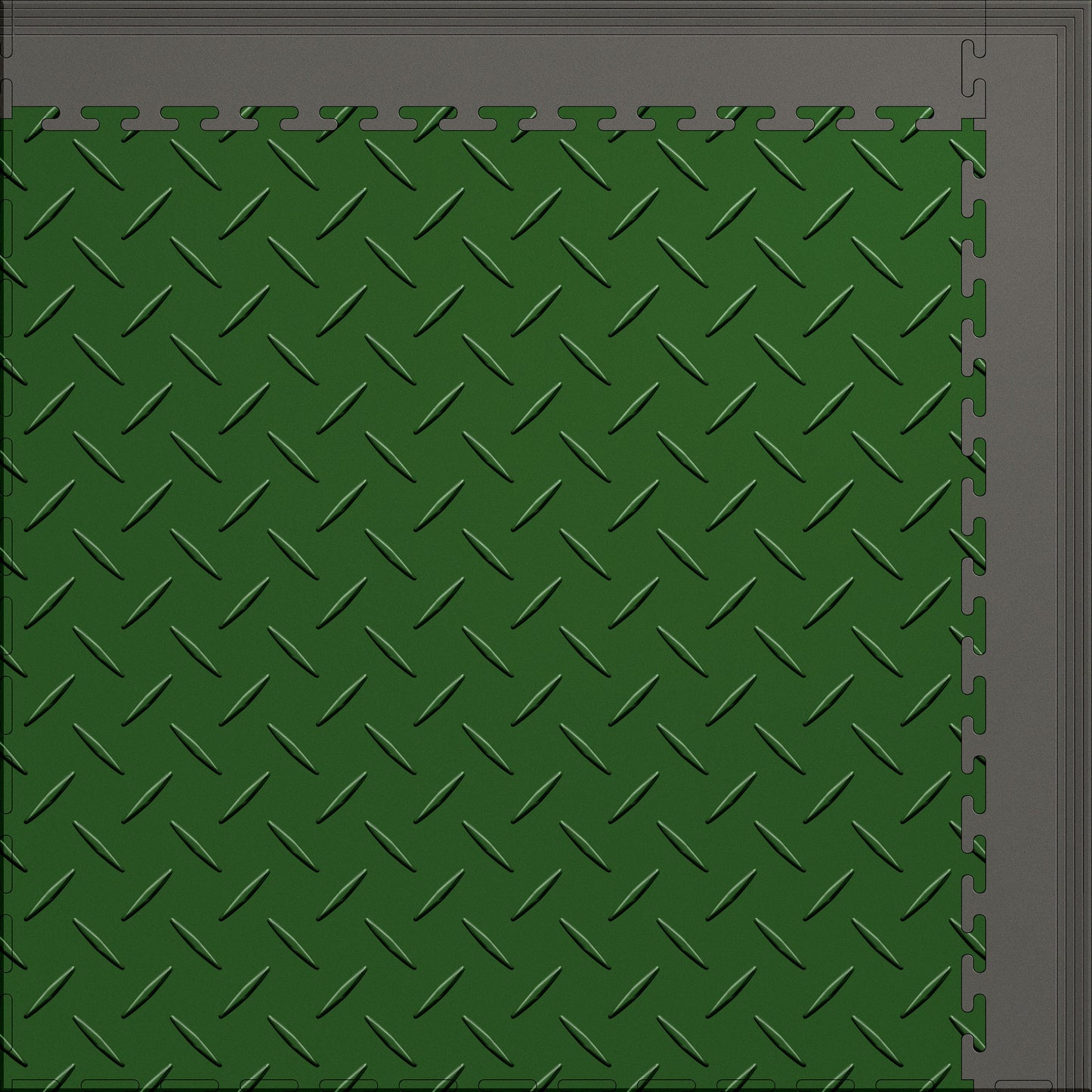 Large Color Diamond Plate Gym & Floor Mat 5x4 (20 Tiles 64.65 Sq. Ft.) - Green Diamond Plate / Gray Edges (Detail Image 6)