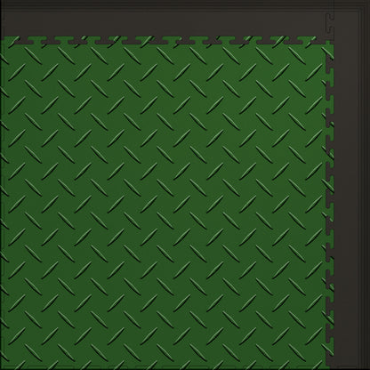 Large Color Diamond Plate Gym & Floor Mat 5x4 (20 Tiles 64.65 Sq. Ft.) - Green Diamond Plate / Black Edges (Detail Image 5)