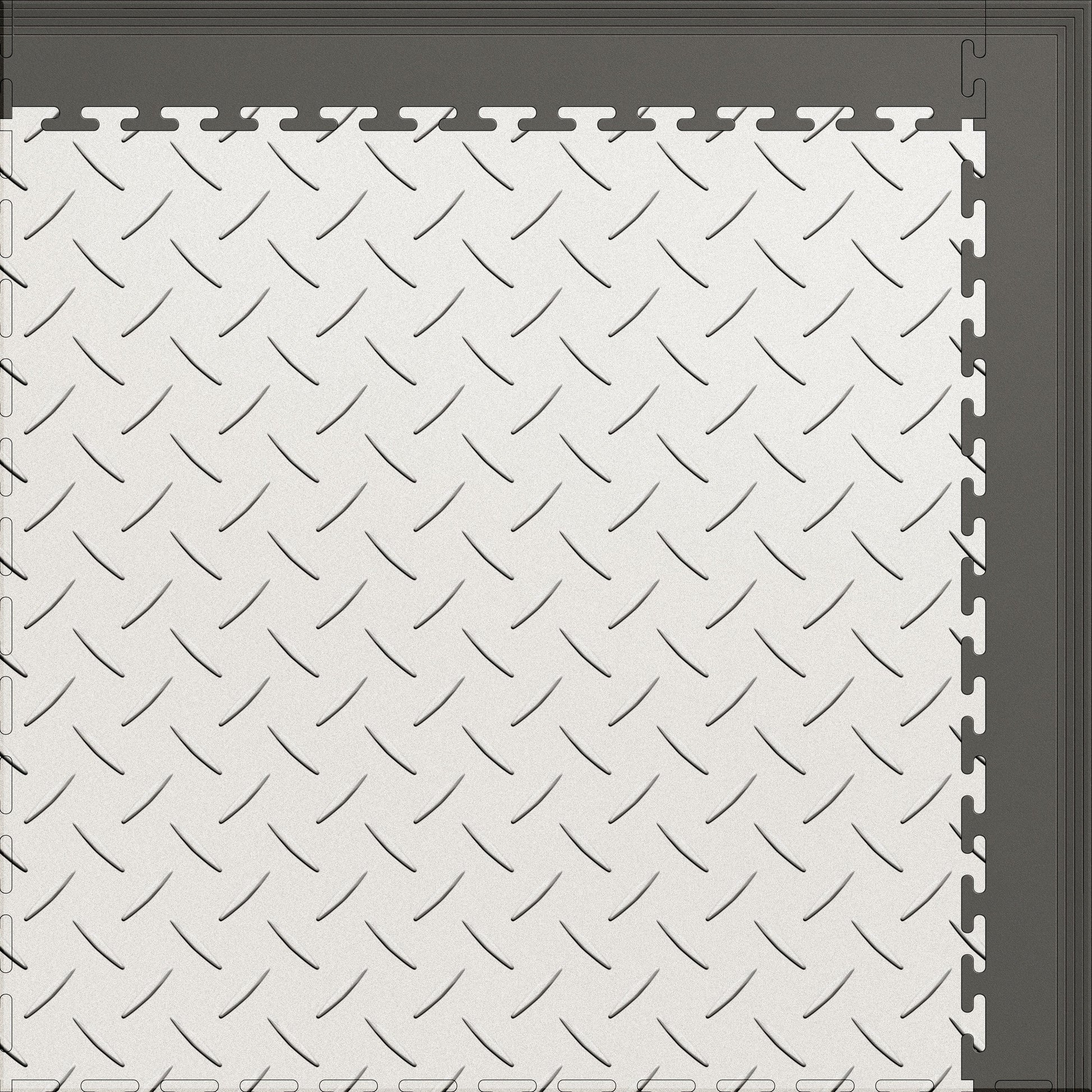 Large Color Diamond Plate Gym & Floor Mat 5x4 (20 Tiles 64.65 Sq. Ft.) - White Diamond Plate / Gray Edges (Detail Image 14)