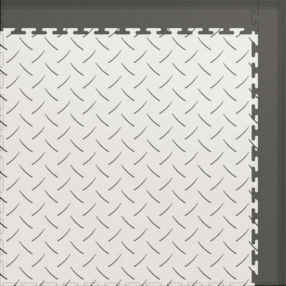 Large Color Diamond Plate Gym & Floor Mat 5x4 (20 Tiles 64.65 Sq. Ft.) - White Diamond Plate / Gray Edges (Detail Image 14)