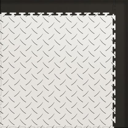 Large Color Diamond Plate Gym & Floor Mat 5x4 (20 Tiles 64.65 Sq. Ft.) - White Diamond Plate / Black Edges (Detail Image 13)
