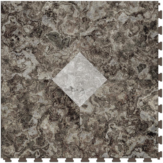 Macchiato patterned hidden interlocking vinyl floor tile sample