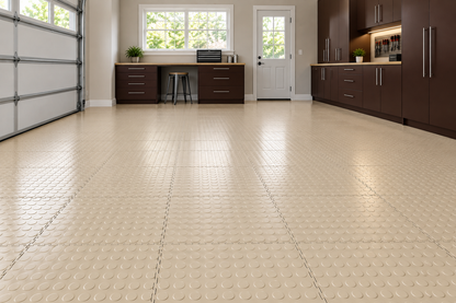 Beige Coin Interlocking Vinyl Floor Tile