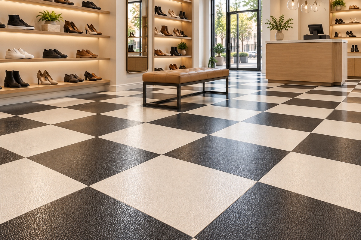 Black Leather Hidden Interlocking Vinyl Floor Tile