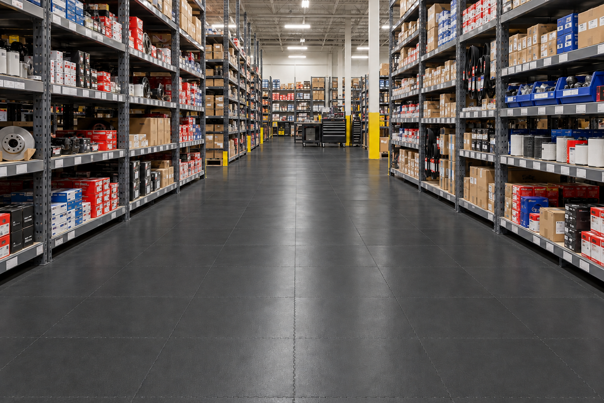Black Industrial  Interlocking Vinyl Floor Tile