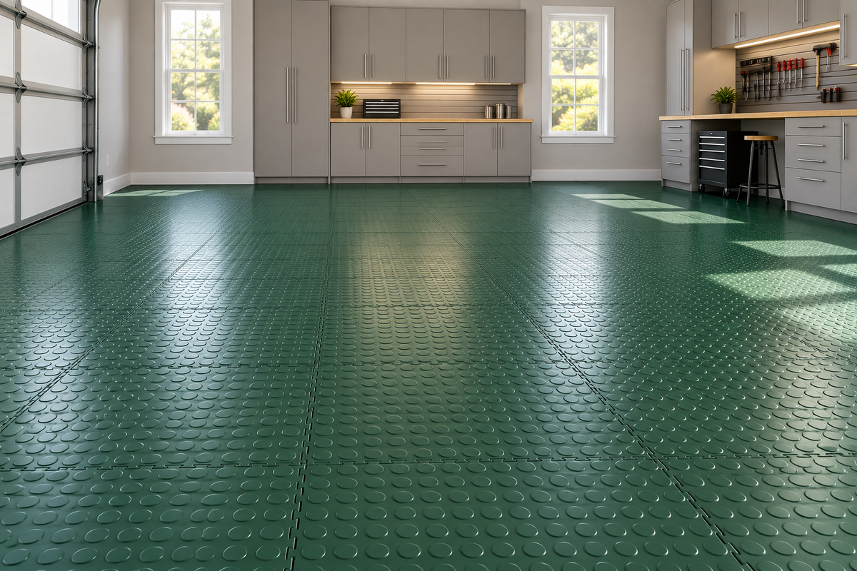Green Coin Interlocking Vinyl Floor Tile