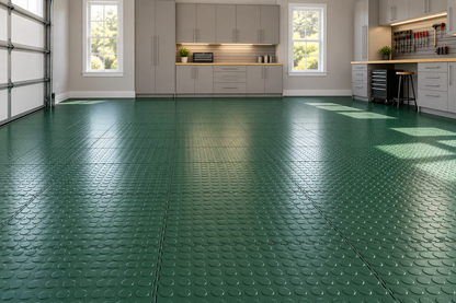 Green Coin Interlocking Vinyl Floor Tile