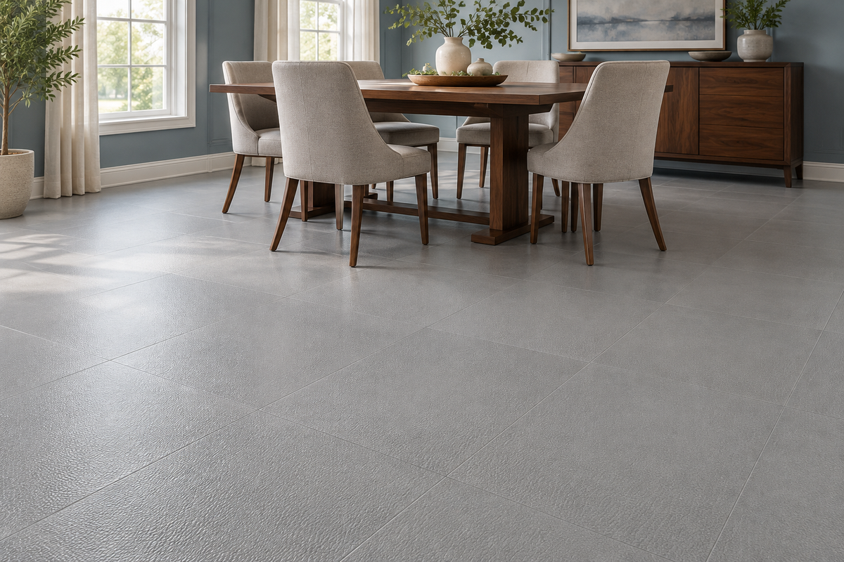Light Gray Leather Hidden Interlocking Vinyl Floor Tile