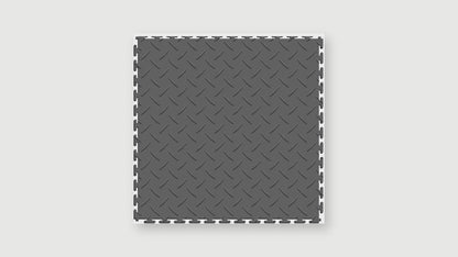 Dark Gray Diamond Plate Interlocking Vinyl Floor Tile