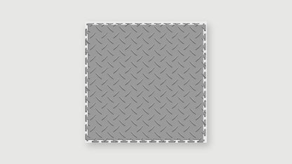 Light Gray Diamond Plate Interlocking Vinyl Floor Tile