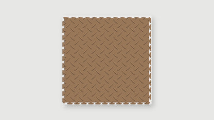 Beige Diamond Plate Interlocking Vinyl Floor Tile
