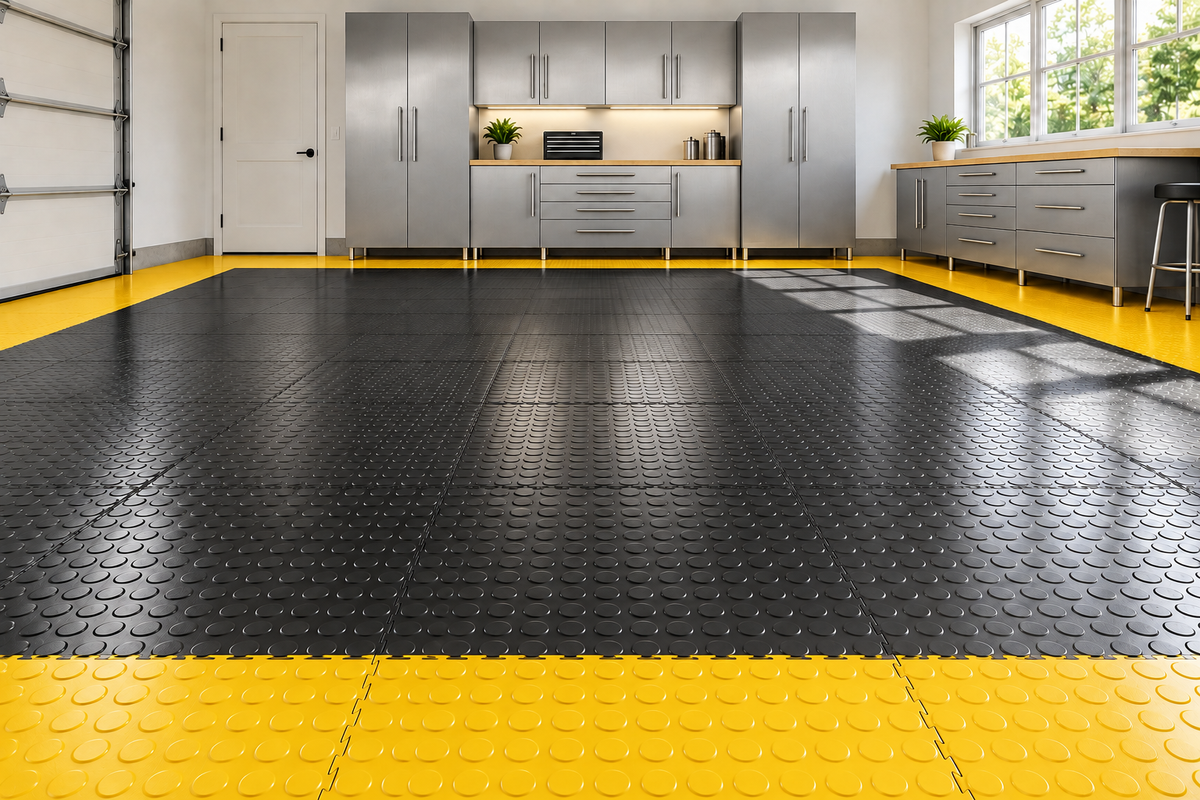 Yellow Coin Interlocking Vinyl Floor Tile